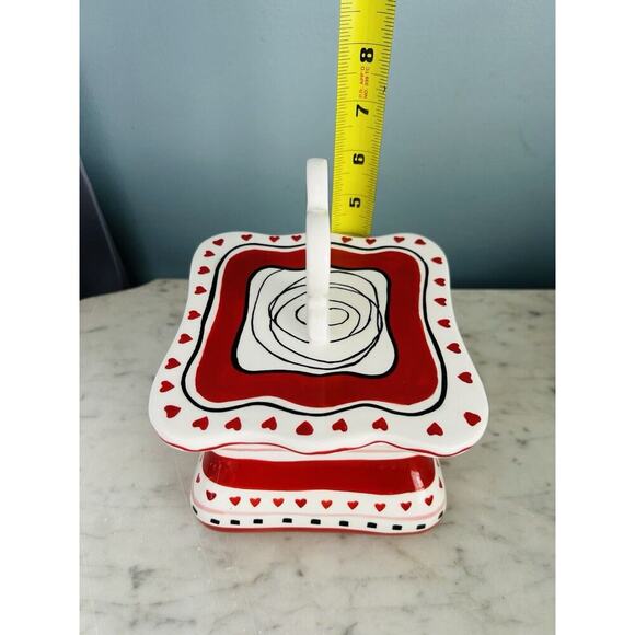 NWT Valentine’s Day Heart Canister 6” Tall 2 Piece Candy Jar Bella Casa by Ganz - Picture 2 of 9